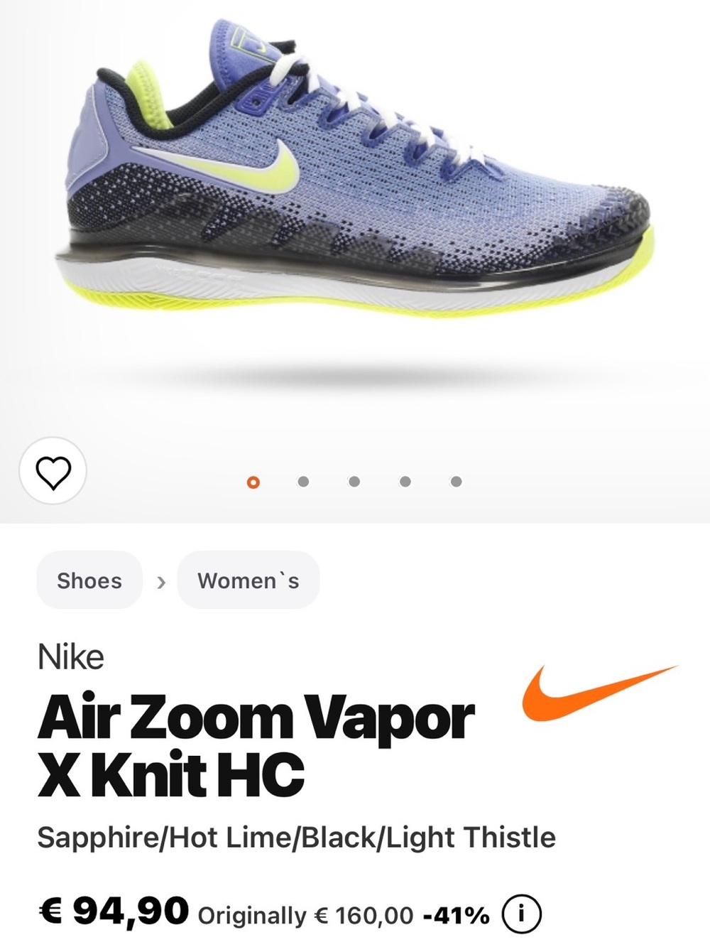 Nike Air Zoom Vapor X Knit HC — Light Thistle with Hot Lime and Black